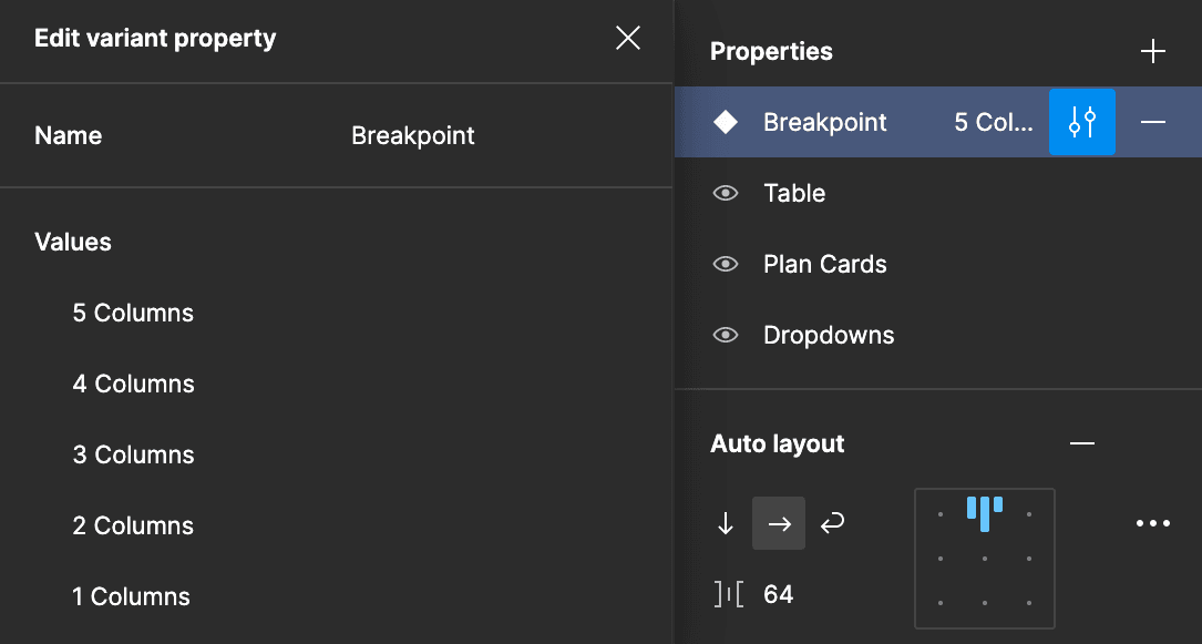 Comparison Table Figma Properties
